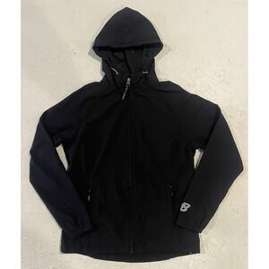 New Balance Jacket Womens Small Black‎ Hooded Quarter Zip Pullover Logo Athletic